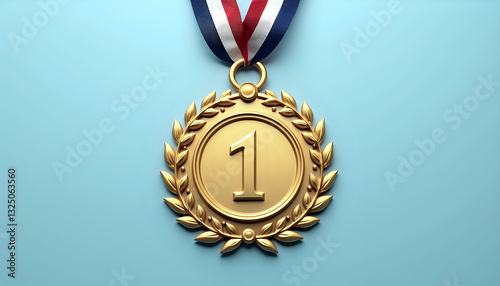 a gold medal with a number 1 on it
