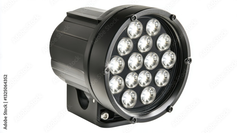 A powerful LED floodlight for outdoor use, isolated on a white background A powerful LED floodlight for outdoor use, isolated on a white background