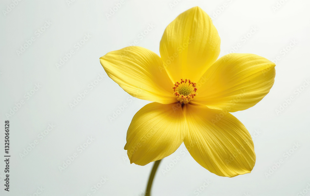 Fototapeta premium Close-up of Delicate Yellow Flower with Five Petals and Soft Lighting