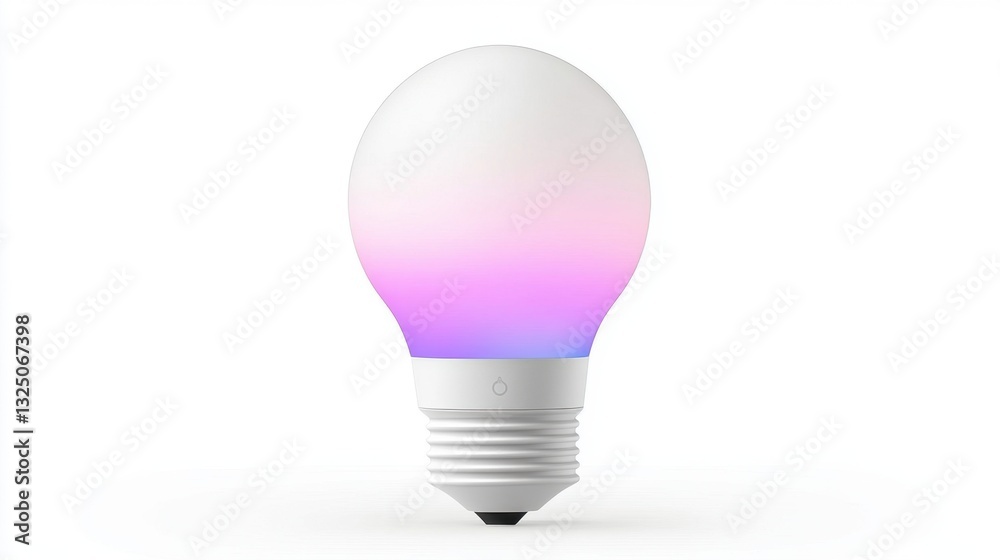 A smart WiFi-enabled color-changing LED light bulb, white background