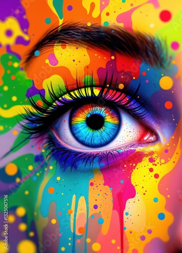 Abstract eye with paint. Decorative background, wallpaper
