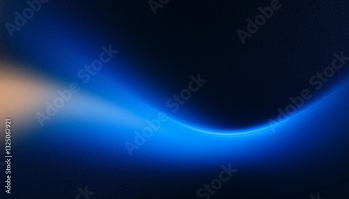 Blue light leaks and gradient over an abstract grainy background. Grainy colorful warm blue light leaks on a black background with a dust texture. Blue wavy abstract background for presentation