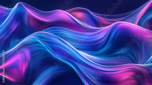 Wallpaper Mural A high-resolution, minimalist abstract background featuring fluid waves of vibrant colors in shades of blue and purple. Hyperspectral Waves. Illustration Torontodigital.ca