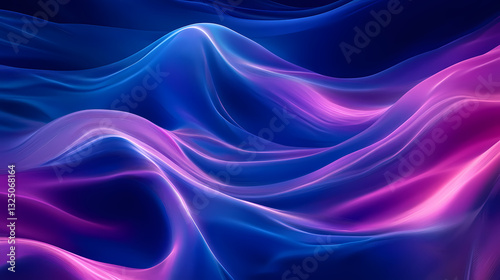 Wallpaper Mural A high-resolution, minimalist abstract background featuring fluid waves of vibrant colors in shades of blue and purple. Hyperspectral Waves. Illustration Torontodigital.ca