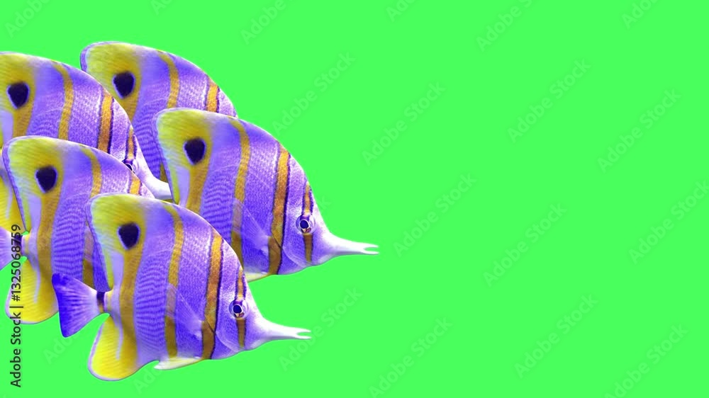 Six Smail Fish are Coming Left Side Green Screen Video