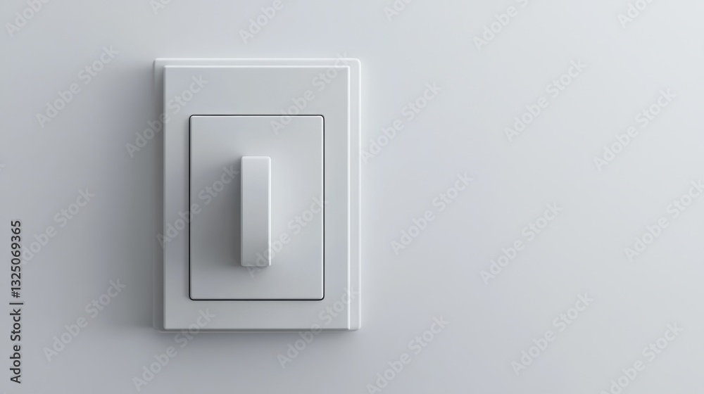 A white wall switch with a simple design placed against a plain white backdrop A white wall switch with a simple design placed against a plain white backdrop