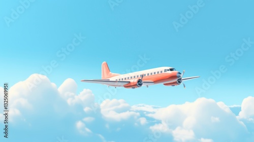 Airplane flying in the cloudy sky.
