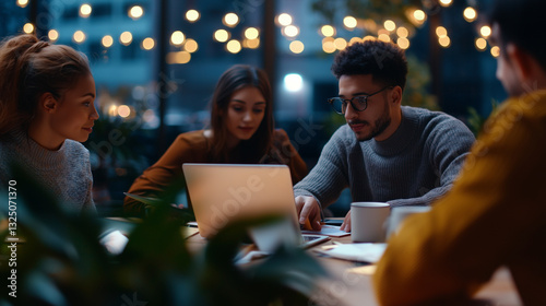 Young Multiracial Businesspeople Collaborating in a Modern Office photo