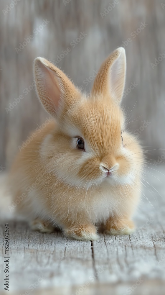 Cute bunny portrait on wooden surface, soft background for pets Cute bunny portrait on wooden surface, soft background for pets