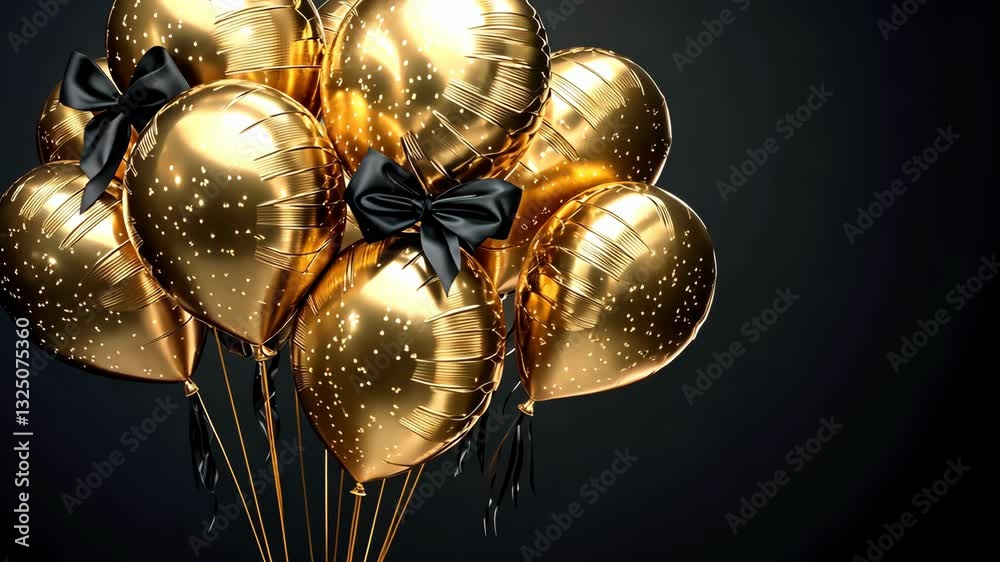 Elegant Golden Balloons with Black Bows: A Celebration of Luxury