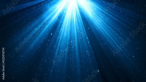 Volumetric light rays on dark blue background creating a mystical and dreamy atmosphere , radiant, beams, glow. Mystical Rays. Illustration