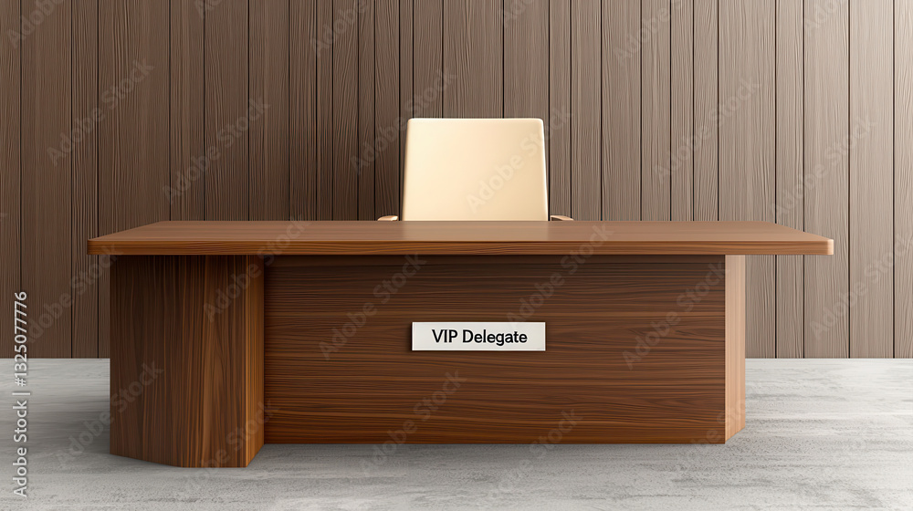 modern office desk designed for VIP delegates, featuring sleek wood finish modern office desk designed for VIP delegates, featuring sleek wood finish