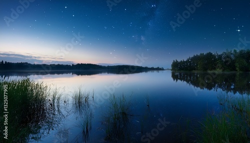 calm lake scape at summer night