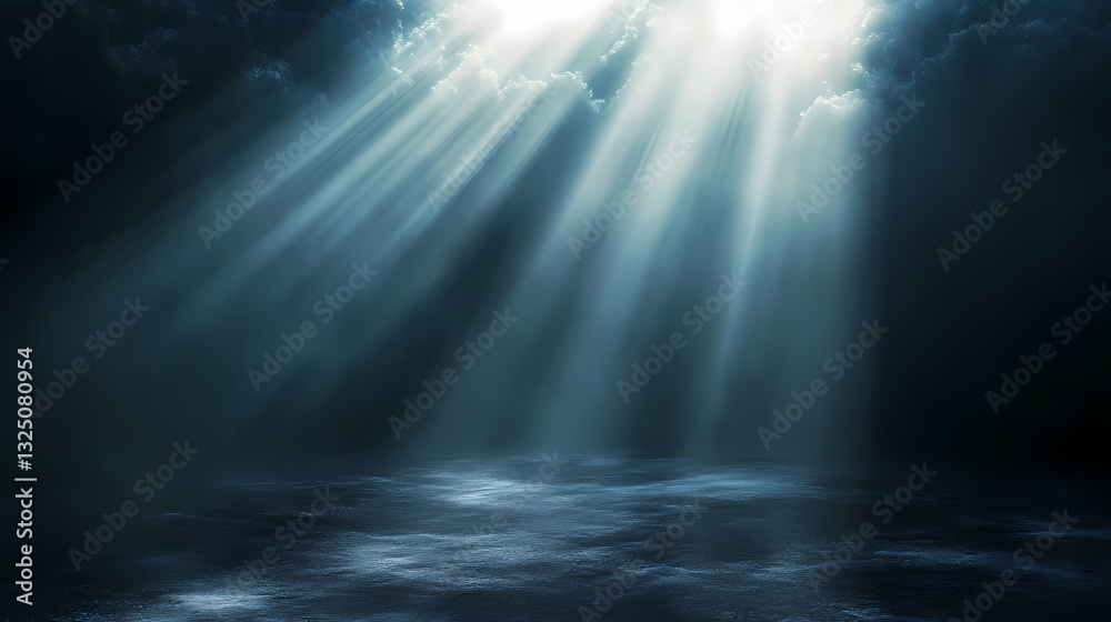 Obraz premium Bright light beams across dark surface. Mystical Rays. Illustration