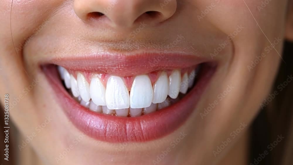 A close-up view captures a persons radiant smile with perfectly aligned teeth and healthy gums, highlighting the results of cosmetic dentistry procedures in a bright setting. A close-up view captures a persons radiant smile with perfectly aligned teeth and healthy gums, highlighting the results of cosmetic dentistry procedures in a bright setting.