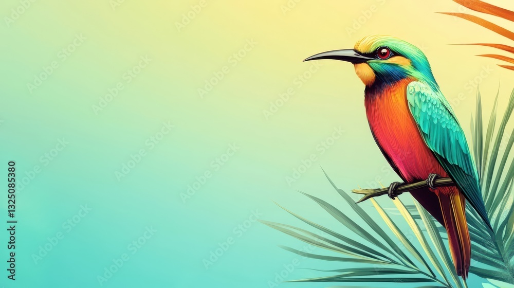 Obraz premium A Vibrant Colorful Bird Perched on a Branch Observing its Surroundings