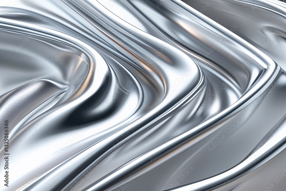 Fototapeta premium Futuristic Sleek Silver Design with Polished Metallic Shine and Smooth Gradient Flow