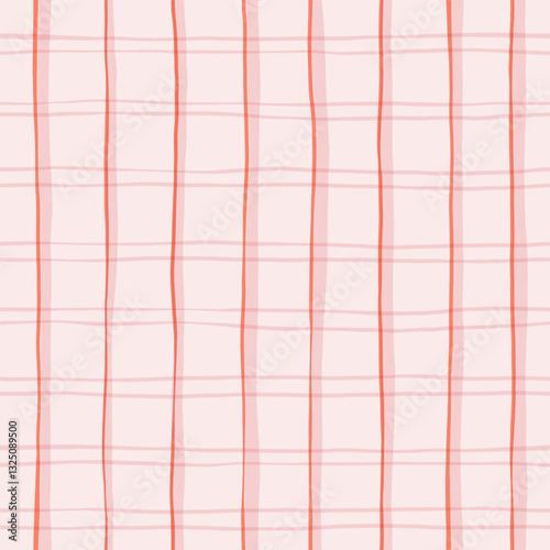 Pink tartan girly pattern, seamless plaid print, checkered cute spring paint brush strokes. Gingham texture for textile: shirts, tablecloths, clothes