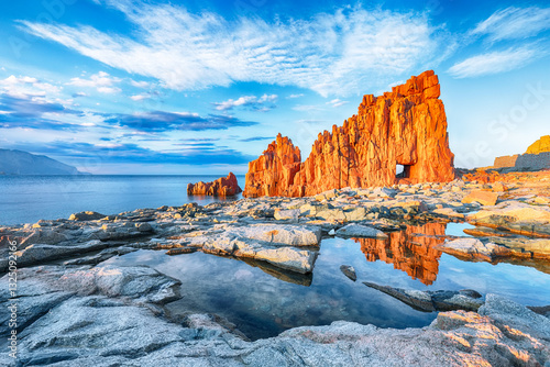 Obraz na płótnie Impressive sunset view of Red Rocks (Rocce Rosse) in Arbatax. w salonie