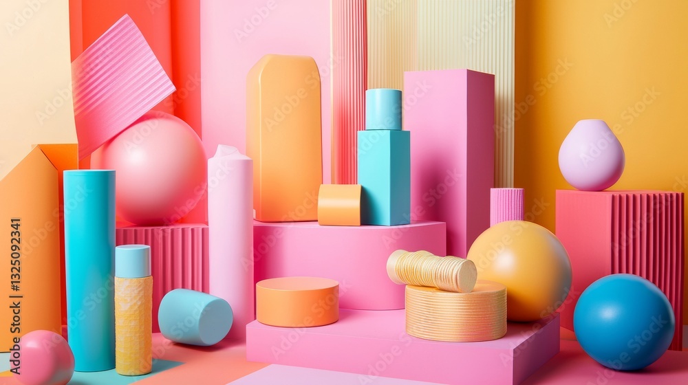 Colorful abstract geometric shapes in modern composition Colorful abstract geometric shapes in modern composition