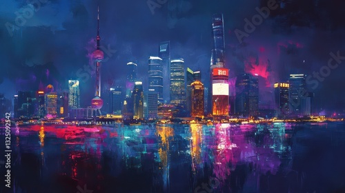 Wallpaper Mural Nighttime View Of City Buildings Reflected In Water Surfaces Torontodigital.ca