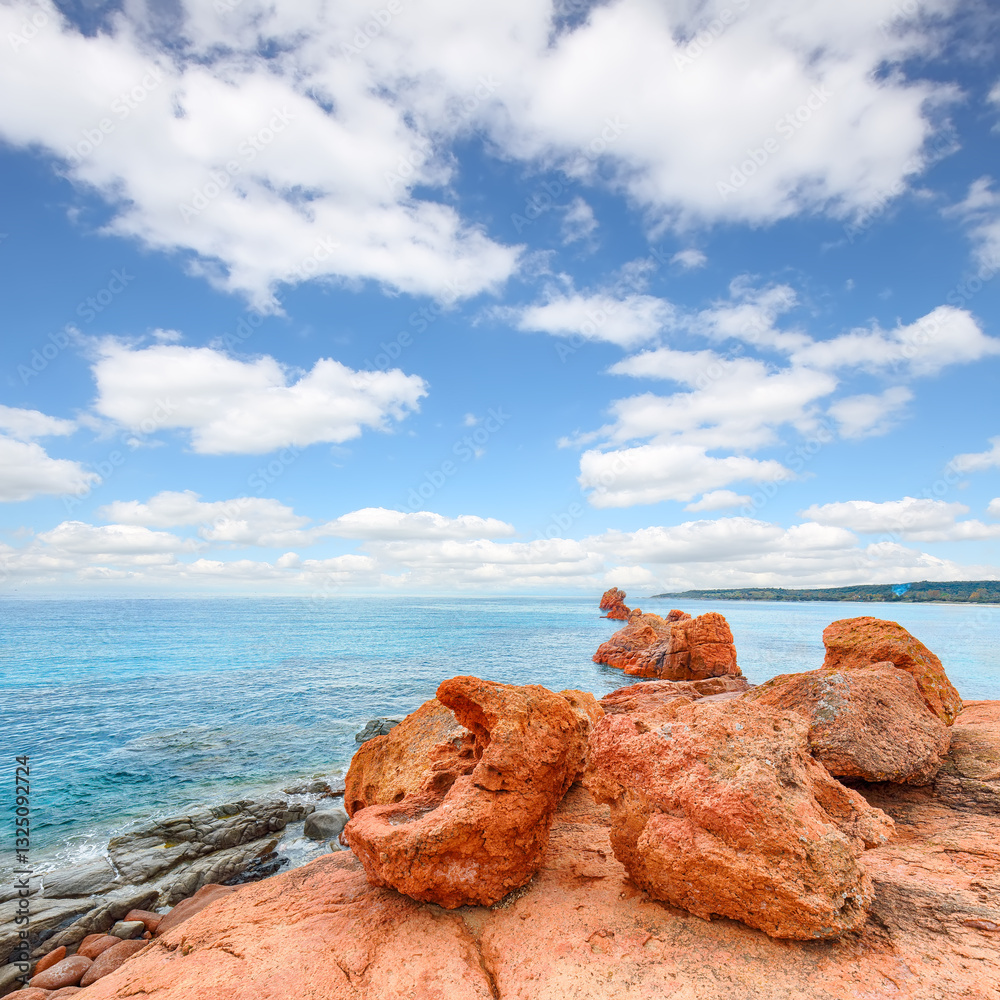 Exciting view of Red Rocks (is Scoglius Arrubius) on Cea beach.
