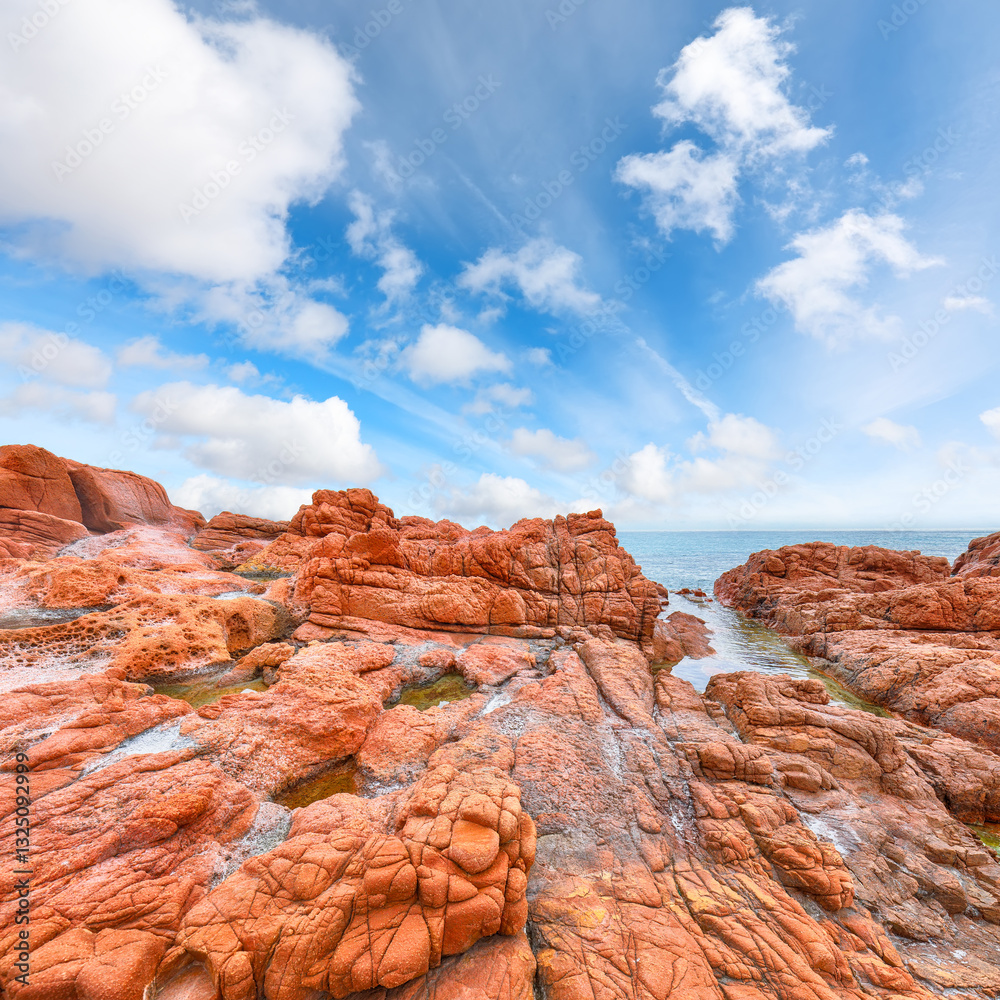 Exciting view of Red Rocks (is Scoglius Arrubius) on Cea beach.