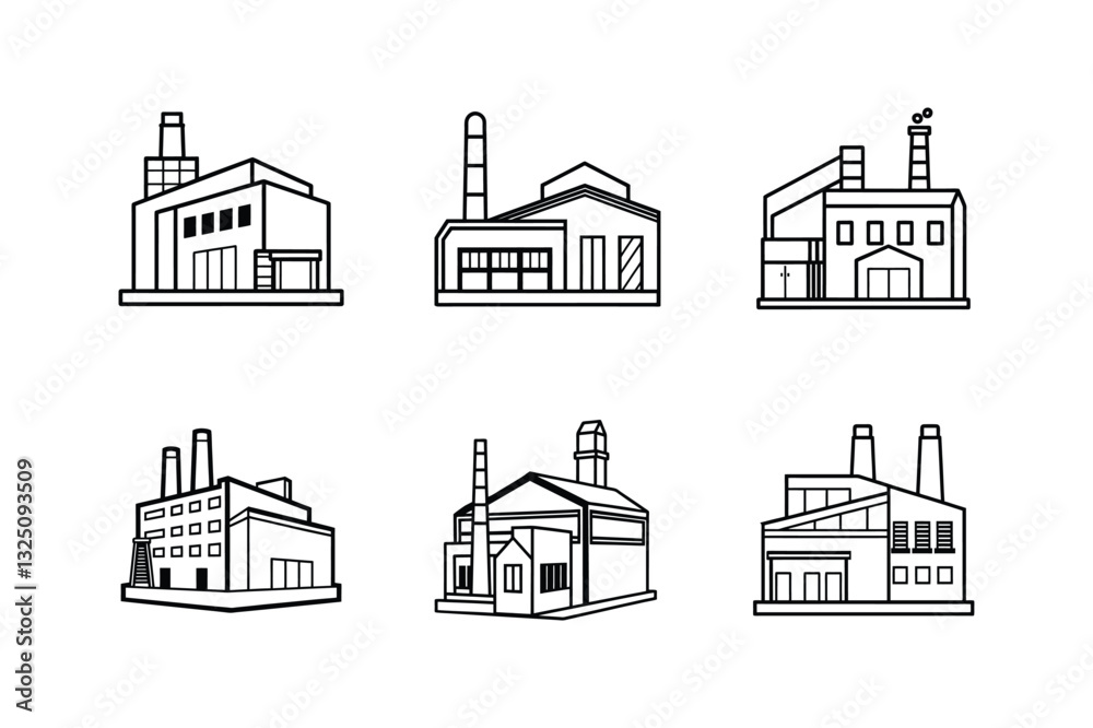 Fototapeta premium industrial building line art vector illustration