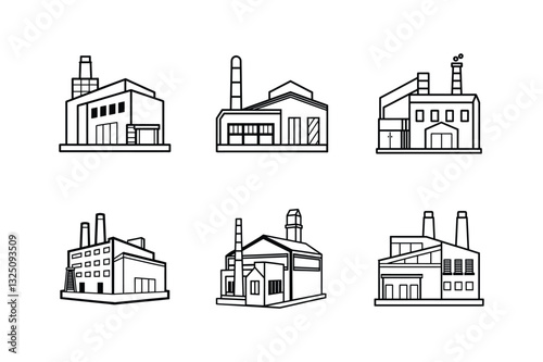 industrial building line art vector illustration