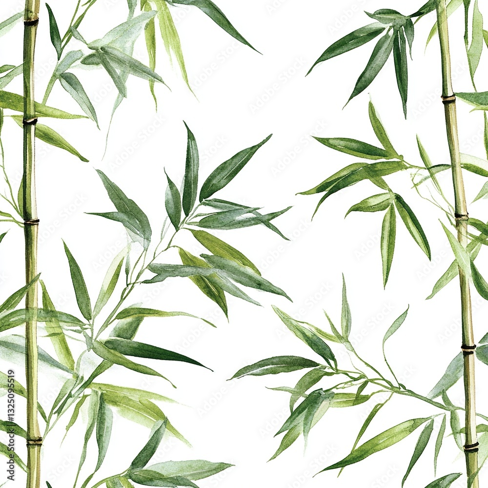 Fototapeta premium Watercolor bamboo pattern.