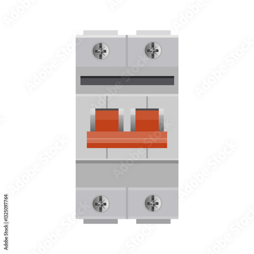 Bipolar automatic circuit breaker. Switch, cutout. Vector illustration