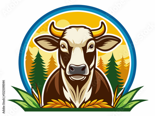 vector of  Vector silhouette cow logo design art