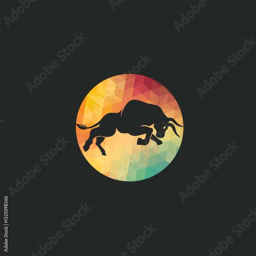 Bull vector logo design. Simple animal vector logo design template.