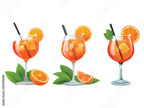 vector illustration of an Italian Aperol Spritz