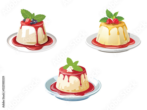 vector illustration of an Italian Panna Cotta