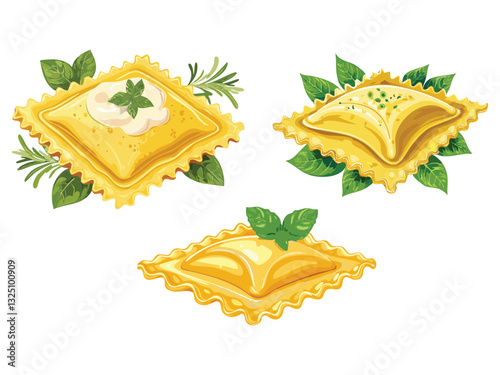 vector illustration of an Italian Ravioli