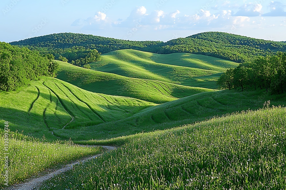 Rolling Hills Sunset Meadow Path. Rolling Hills Sunset Meadow Path.