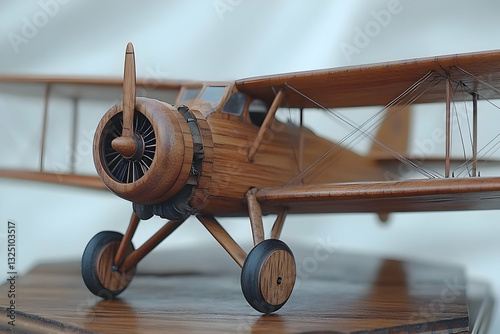 Detailed Wooden Biplane Model