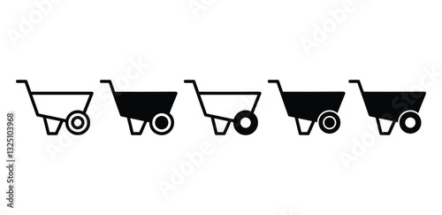 Wheelbarrow Icons Set Simple Minimalist Line Art Illustrations Vector Design 