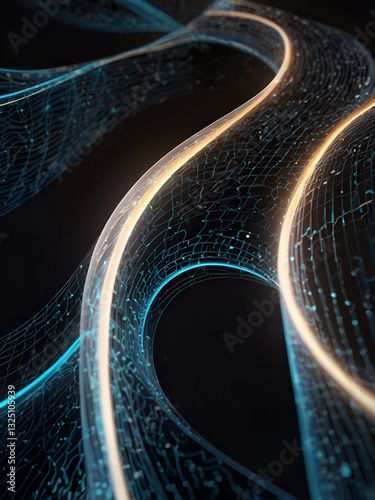 Luminous lines and waves symbolize the flow of knowledge and technology.