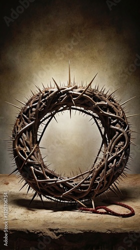 The reversal of the crown of thorns and the crown symbolizing suffering and trials, and the background of the Holy Week poster signifying the death and resurrection of Jesus