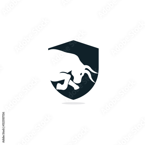 Bull vector logo design. Simple animal vector logo design template.