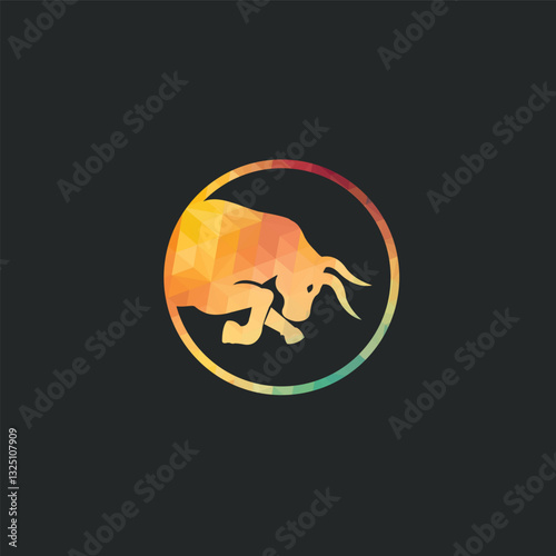 Bull vector logo design. Simple animal vector logo design template.