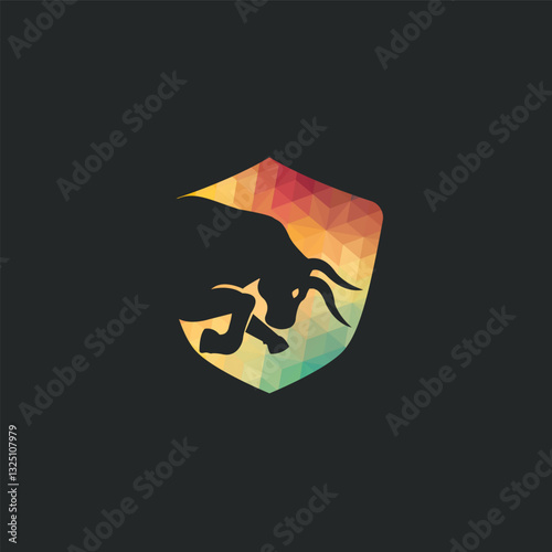 Bull vector logo design. Simple animal vector logo design template.