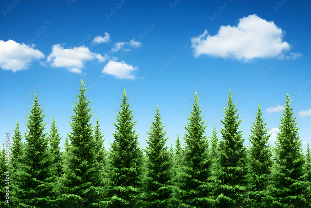 Fototapeta premium Lush Evergreen Forest 3D Illustration