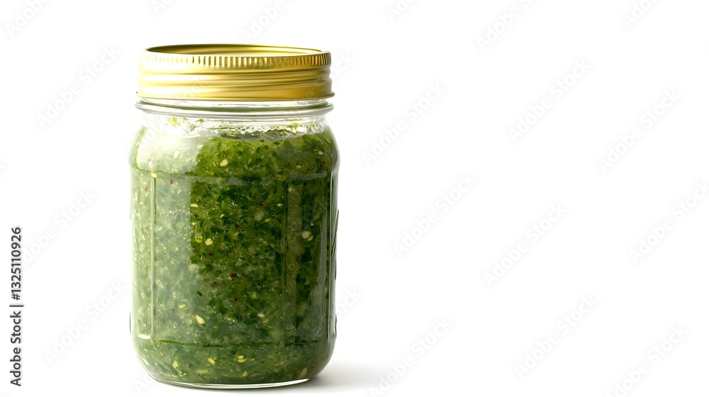 Mason jar of healthy green smoothie with fresh Mason jar of healthy green smoothie with fresh