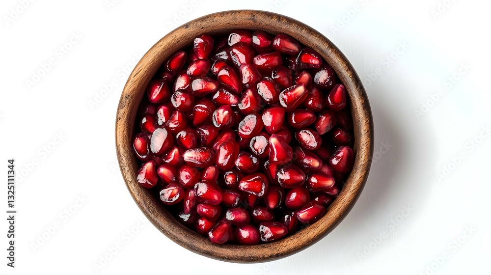 pomegranate seeds in wooden bowl isolated pomegranate seeds in wooden bowl isolated