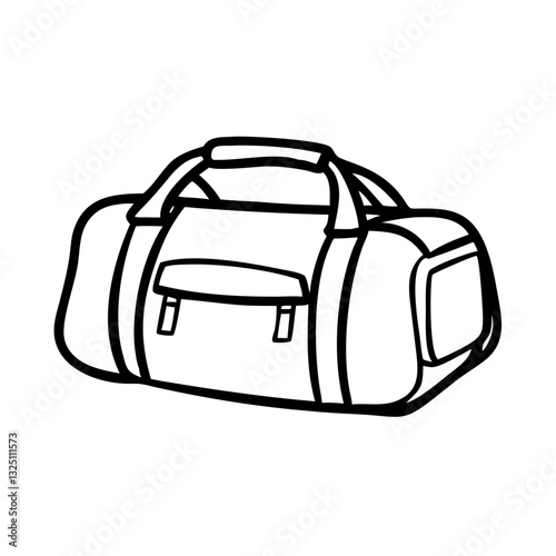 Gym bag icon in black outline, fitness accessory concept photo