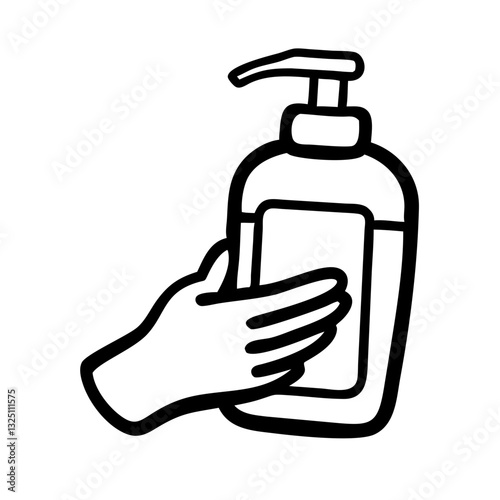 Hand sanitizer icon being used for cleanliness, hygiene concept