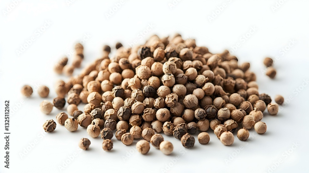 Grain white pepper on white background Grain white pepper on white background